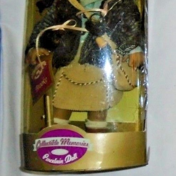 Handcrafted W/Scooter Black Porcelain Doll - Picture 2 of 4